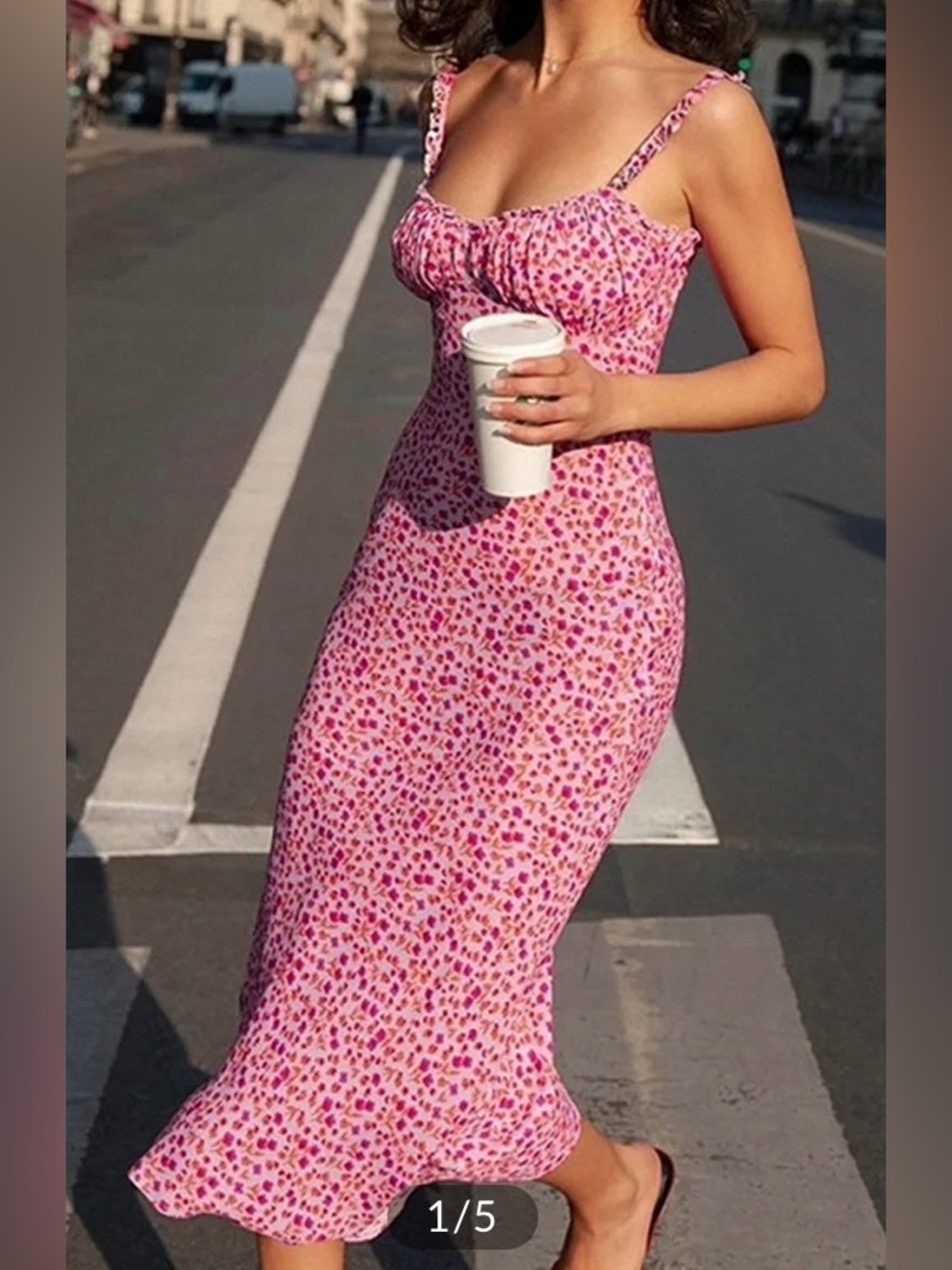 Commense Pink Floral Maxi Cami Dress